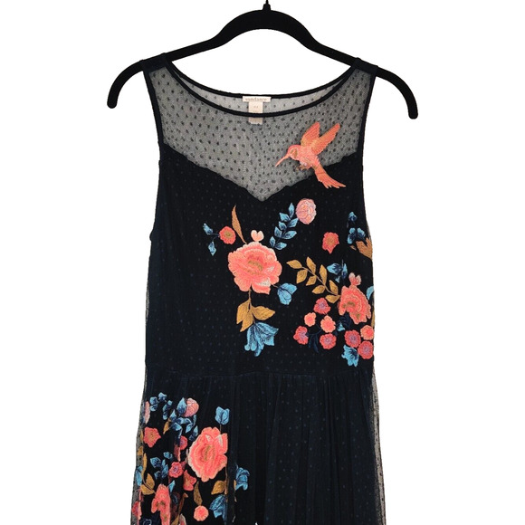Sundance Kiera Hummingbird Midi Dress Size 4P Floral Embroidered Mesh Event $398 - Picture 8 of 16